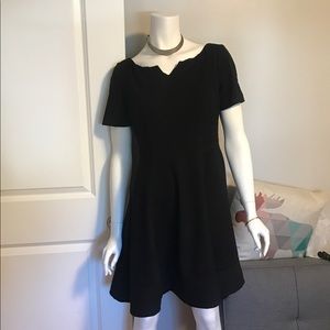 Black capped sleeve a-line dress WHBM